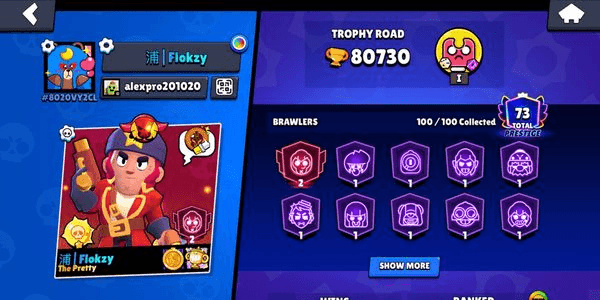 Gambar Product OLD ACCOUNT 2020|73 PRESTIGE STRONG ACCOUNT 80K TROPHY |100 BRAWLERS|58 POWERLEVEL|53 HYPERCHARGER |TOTAL SKIN 420