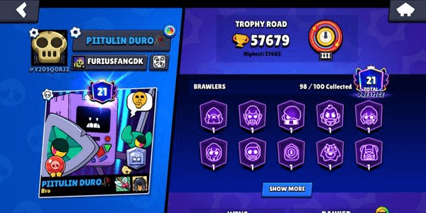 Gambar Product OLD ACCOUNT 2019|21 PRESTIGE STRONG ACCOUNT 57,6K TROPHY |98 BRAWLERS|60 POWERLEVEL|46 HYPERCHARGER |TOTAL SKIN 345