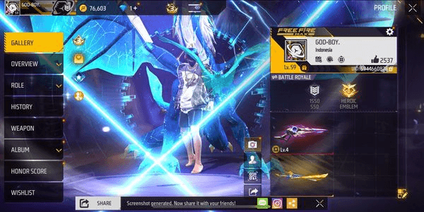 Gambar Product Akun FF Sultan | SG2 evo | Bundle mewah | Garansi Aman anti hb