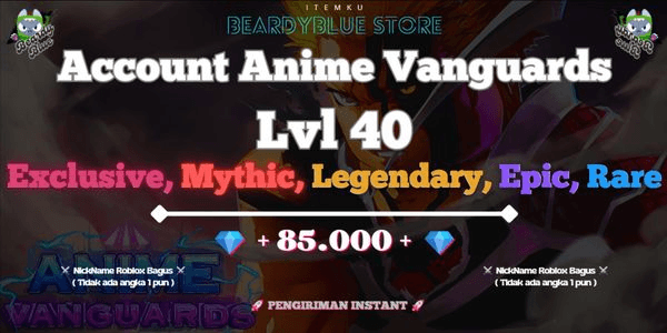 Gambar Product Accounts Anime Vanguards Lvl 40 | Pengiriman Instant