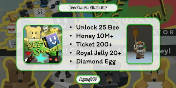 Gambar Product Akun 25 Bee | Bee Swarm Simulator