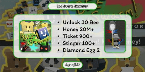 Gambar Product Akun 30 Bee | Bee Swarm Simulator