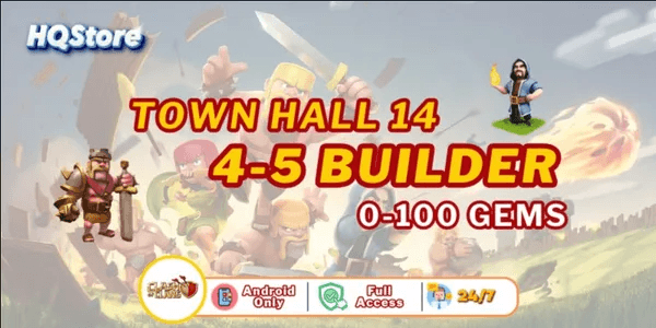 Town Hall 14 | 4-5 Builder | 0-100 Gems - Clash Of Clan