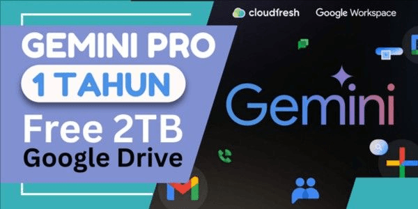 Gambar Product GEMINI AI PRO 1 YEAR + VEO 3 + GOOGLE DRIVE 2TB