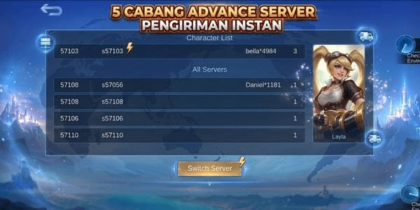 Gambar Product Mobile legends | Advance Server | 4 Cabang