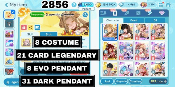 Gambar Product 2856 - AKUN LGR GG OP. COSTUME LEGENDARY AURORA, COSTUME LEGENDARY NARI. COSTUME LEGENDARY SANDY, COSTUME LEGENDARY MALIA