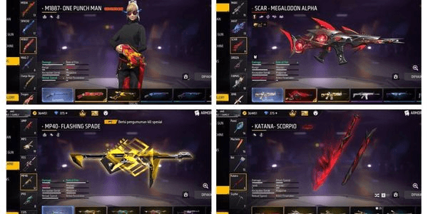 Gambar Product AKUN FF SG TERKUAT DI BUMI SG ONE PUNCH MAN (OPM) & EVOUGUN MAX ON AMAN ANTI HACK BACK BERGARANSI 1000 % MURAH BANGET