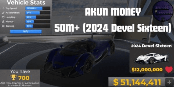 Gambar Product ACCOUNT STARTER 50M + BONUS CAR - Driving Empire