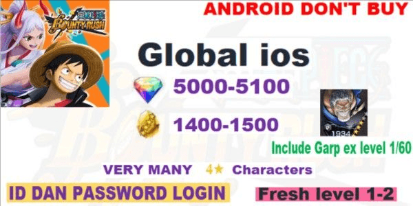 Akun Gacha One piece Bounty Rush Global