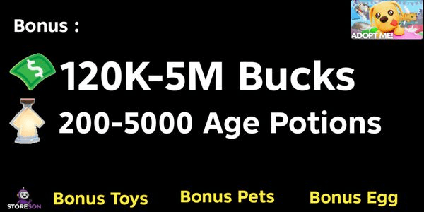 Gambar Product Akun Adopt Me (Bonus Age Potions + Bonus Bucks)
