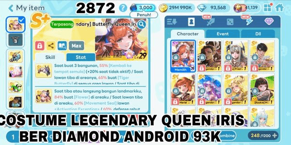 Gambar Product 2872 - AKUN GETRICH COSTUME LEGENDARY BUTTERFLY QUEEN IRIS BER DIAMOND ANDROID 93K