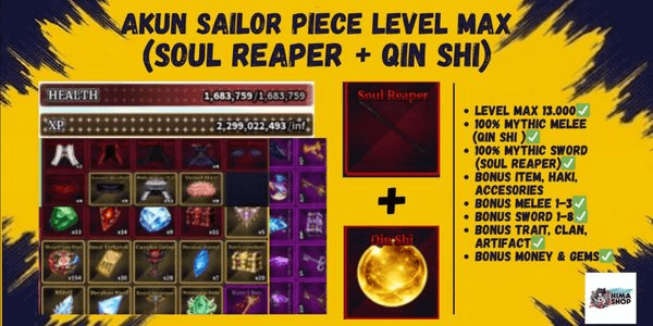 Gambar Product AKUN LEVEL MAX + MYTHIC SWORD + MYTHIC MELEE | SAILOR PIECE