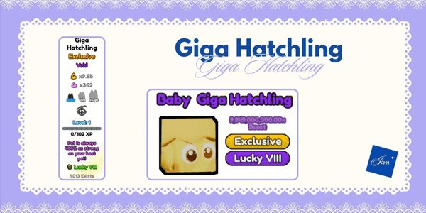 Gambar Product Giga Hatchling (x9,8B Normal world, x362 Easter world, 400% as best pet and Luck 8)
