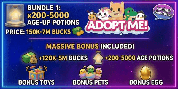 Gambar Product Adopt Me Account (Bonus Age Potions + Bonus Bucks)