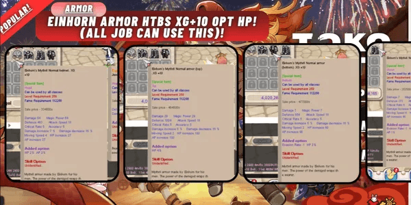 Einhorn Armor HTBS XG+10 Opt Hp! (All job can use!)