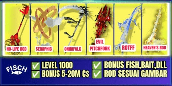 Gambar Product MAX LEVEL FISH ACCOUNT | NOLIFE ROD | SERAPHIC ROD | HEAVENS ROD | ROTD