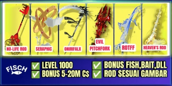 MAX LEVEL FISH ACCOUNT | NOLIFE ROD | SERAPHIC ROD | HEAVENS ROD | ROTD
