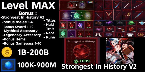 Gambar Product Akun Sailor Piece Lv MAX (Bonus mythical Accessory + Bonus Legendary Accessory)