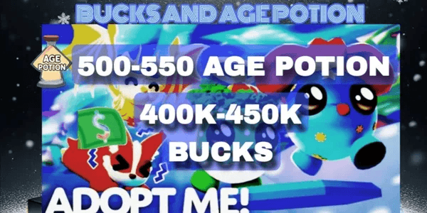 Akun adopt me age potion dan bucks