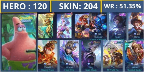 Gambar Product AKUN HERO BANYAK MURMER BANGET DAN WR GG