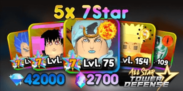 Gambar Product Account ASTD 5x 7 Star (JOE + NARUTO + SASUKE + COOLER + VEGETA) All Star Tower Defense