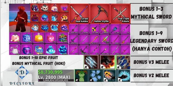 Gambar Product BLOX FRUIT ACCOUNT LEVEL MAX - GODHUMAN + CDK + RACE V3