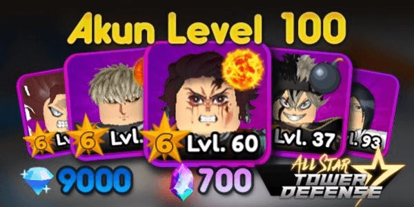 Gambar Product Akun ASTD Lv100 (15x unit 6 Star) All Star Tower Defense