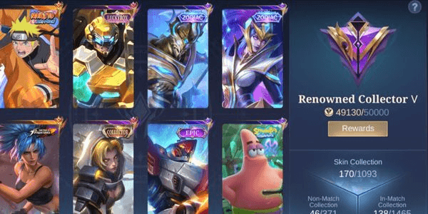 Gambar Product MLBB | EX-IMMORTAL | NARUTO SHIP LUKAS, PATRICK GLOO, 2 ZODIAC + 1 LUCKYBOX | 89 HEROES | 170 SKINS | MAX EMBLEM