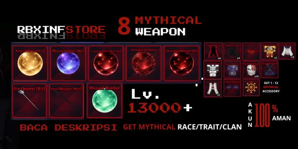 Gambar Product AKUN LATEGAME (GET 8 MYTHICAL WEAPON) - SAILOR PIECE