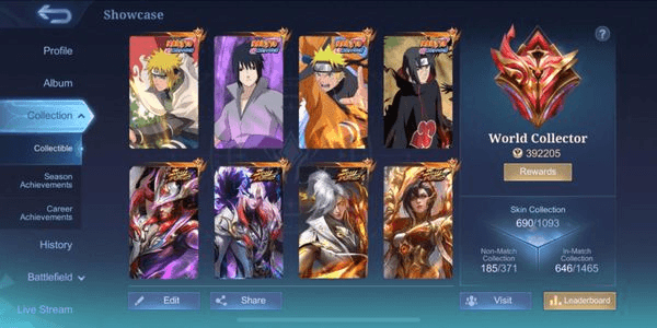 Gambar Product SKIN 690 / 11 LEGEND 14 COLLECTOR / 5 NARUTO 6 ASPIRANT AND COLLAB JJK HXH KOF #MS014