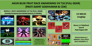 BLOX FRUIT RACE AWAKENING V4 T10 ACCOUNT (FULL GEAR) [MAX LEVEL] [DATPOL]