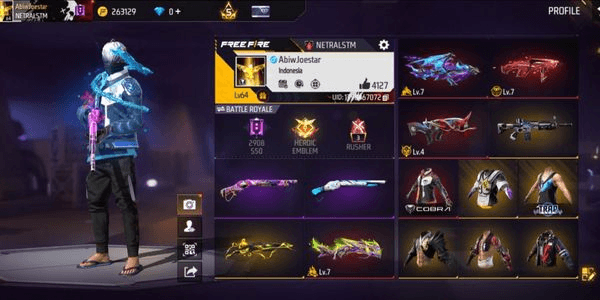 Gambar Product AKUN GAHAR, 4 EVOGUN 3MAX, M1887 3 RASA (ADA RAPPER), 18X ELITE PASS, 3X BOOYAH PASS, BUNDLE COBRA, WEEKEND CLUBBER DLL