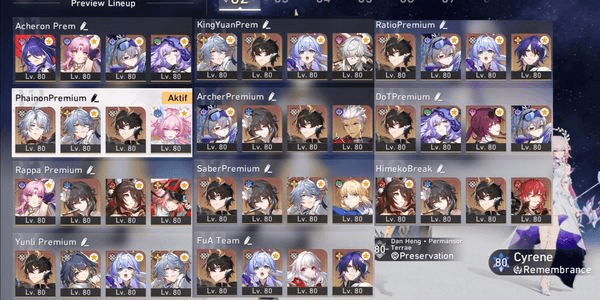 Gambar Product (ASIA) Collab Fate, 11 Team Premium, 25 SSR 14 Sign. Saber + Archer + Rappa Sign + Yunli Sign + Sunday Sign + Acheron Sign + Phainon + Cyrene - 17