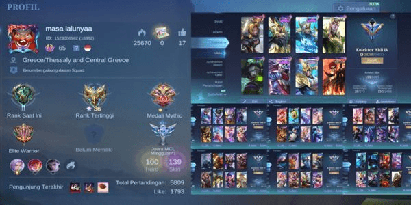 Gambar Product AKUN MOBILE LEGEND RECAL M7 GLORY MURAH GG [133] HERO 100 SKIN 139 MOBILE LEGEND ACCOUNT CHEAP GG [133] HERO 100 SKIN 139