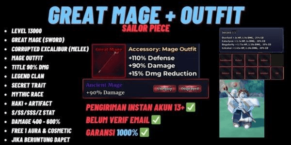 Gambar Product BEST MELEE/SWORD + ACCESSORY + SECRET TRAIT + MYTHIC RACE