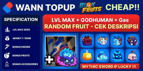 Gambar Product Akun Blox Fruit LEVEL MAX [GODHUMAN + INVENTORY Gas]