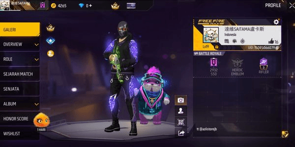 Gambar Product Akun Free Fire Polosan SG Lumut