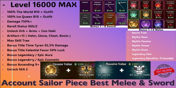 Gambar Product BEST SWORD & MELEE - LEVEL MAX - MYTHIC RACE - SECRET TRAIT - BEST CLAN - BONUS