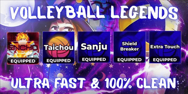 Gambar Product Akun 4 Secret + 1 EVO Style (Encho, Taichou, Sanju + Shield Breaker, Extra Touch) - Volleyball Legends
