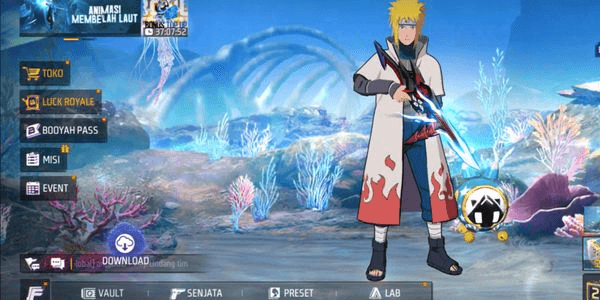 Gambar Product Akun ff lumayan bagus M1887 mamba gnaw + set kolaborasi Naruto (old)