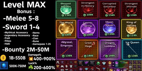 Gambar Product Sailor Piece Account Lv MAX (Bonus mythical Accessory + Bonus Legendary Accessory)