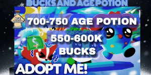 Adopt Me account with age potion and bucks