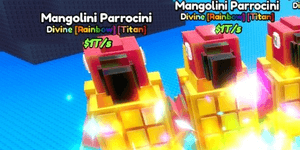 BRAINROT HEROES > 환생 13에서 1T/초 Brainrot > Mangolini Parrocini (Divine, Rainbow, Titan) 초당 1조 SUPER OP! > 설명 읽어주세요
