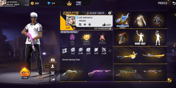 Gambar Product AKUN FF FREE FIRE SG RAPPER, LUMUT, TEROMPET, VAULT 320+, SENJATA 315+, RAMBUT KAKASHI, SKYWING WINTERLANDS, KATANA 2 RASA DLL