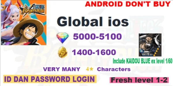 One Piece Bounty Rush Global Gacha Account iOS