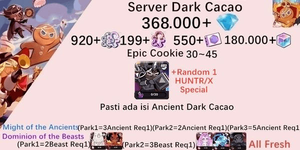 Gambar Product Cookie Run Kingdom(Dack Cacao Server)DC8 starter account