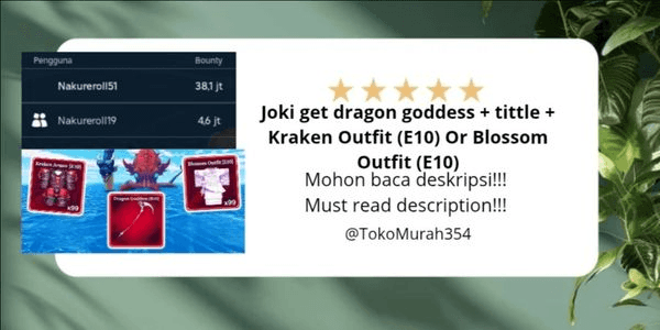 Gambar Product Joki get dragon goddess + tittle + Kraken Outfit (E10) Or Blossom Outfit (E10)