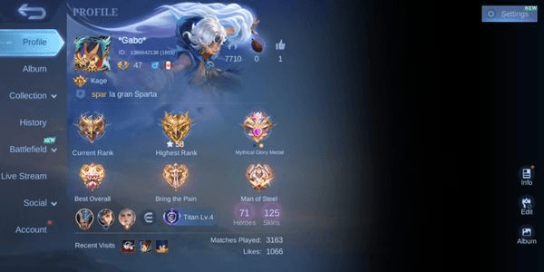 Gambar Product SPESIAL PROMO Akun Mobile Legends Hero71 Skin125 1Collab 1Prime 20Epic Bagus Banget Aman Garansi Nickname Gabo