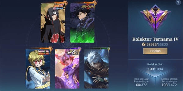 Gambar Product FULL SKIN JULIAN ITACHI,MEGUMI,KURAPIKA MOBILE LEGENDS
