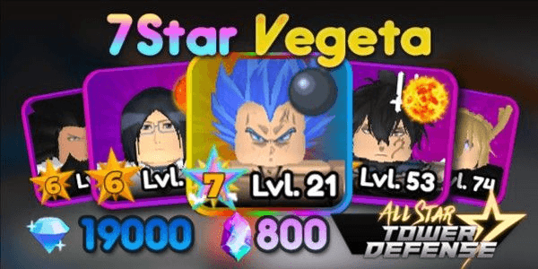 Gambar Product Account ASTD 7 Star Vegeta (+ 10x unit 6 Star) All Star Tower Defense